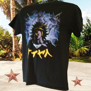 Gildan Japanese Cartoon Shirt Mens Medium Heavy Cotton Black Multicolor Graphic